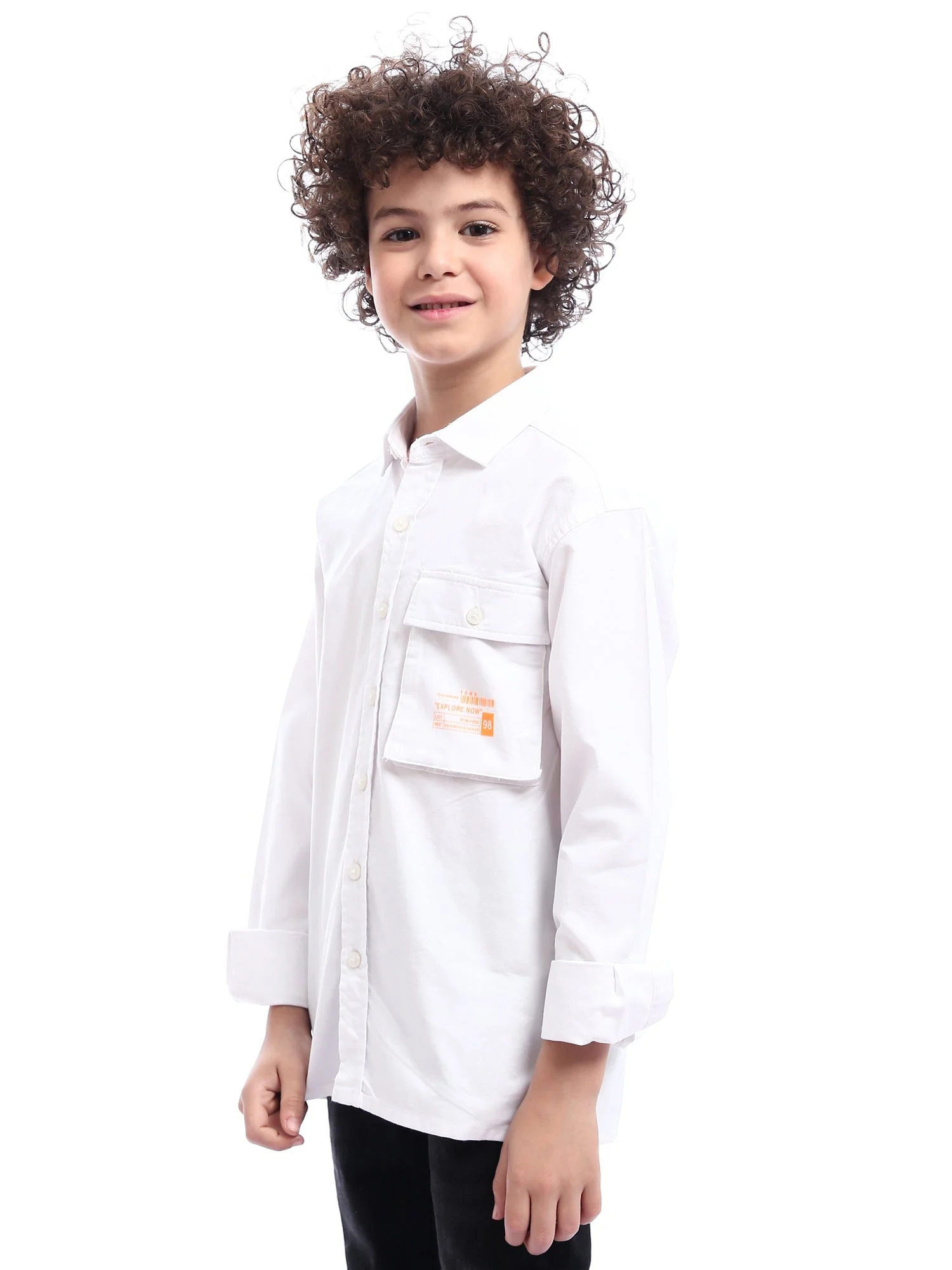 Chemise pour garçon blanche avec des boutons et une poche - SHI24SPOR31139TB1 – Image 3