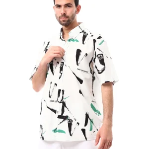 Chemise Homme à Manches Courtes avec Imprimé Graphique - Confortable et Moderne pour un Look Estival - SSH24SACR19447TM1
