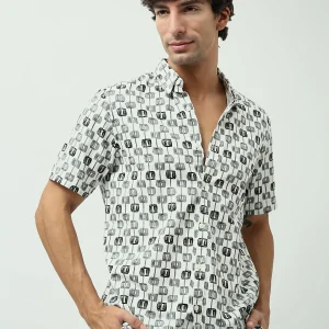 Chemise Homme Oversized Imprimée Noir et Blanc – Style Casual Moderne - SSH24SACR19489TM1