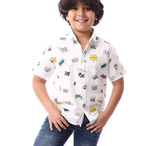 Chemise garçon à manches courtes ornée de motifs – SSH24SASR31110TB1
