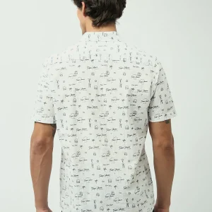 Chemise homme blanche à motifs inspirés du voyage - SSH24SASS19525TM1