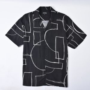 Chemise à motifs géométriques pour homme - Chemise moderne à manches courtes - SSH24SAVC19407TM1