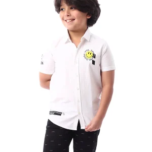 Chemise garçon blanche ornée d’un logo souriant – SSH24SPOR31115TB1