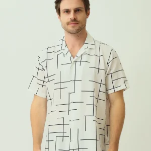 Chemise pour homme à motif géométrique - Idéale pour l'été - SSH25SARC16121TM1
