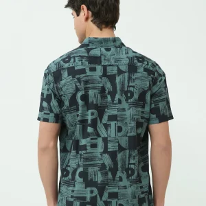 Chemise Homme à Imprimé Géométrique Bleu -SSH25SASR16113TM1