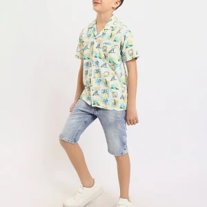 Chemise enfant oversize ornée de motifs tropicaux colorés – SSH25SAUC31122TB1