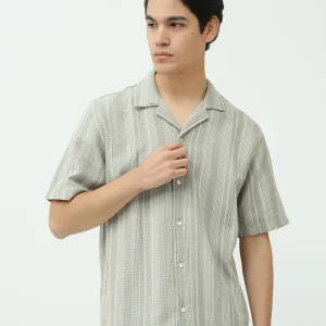 Chemise oversize à rayures vertes et blanches homme – Style décontracté et moderne - SSH25SSCC16106TM1