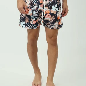 Short de bain homme à motif tropical avec taille élastique et cordon de serrage – SWO24SSAE11409TM1