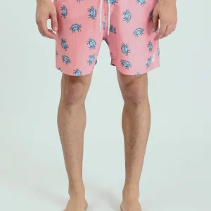 Short de Bain Homme Corail à Imprimé Crabe – Style Estival et Confortable - SWO24SSAE11429TM1