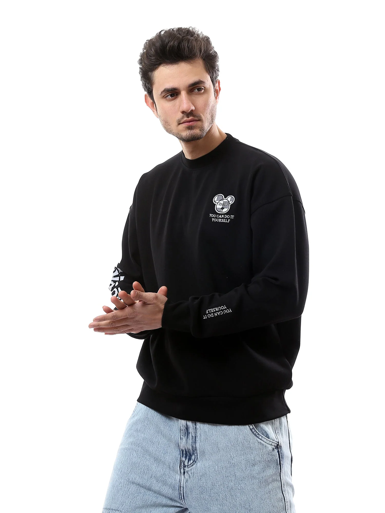 Sweatshirt homme design moderne avec imprimé "YOU CAN DO IT YOURSELF" - SWS24WRNL26091TM1 – Image 2