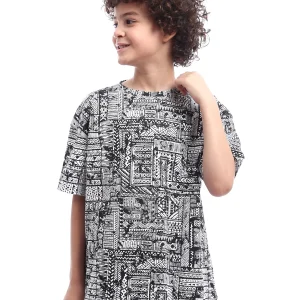 T-shirt Garçon à Imprimé Géométrique – Style Moderne et Confort - TSH24SARO20040TB1