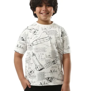 T-shirt Enfant avec Imprimé Spatial - Confortable et Créatif pour un Look Dynamique - TSH24SARO32638TB1