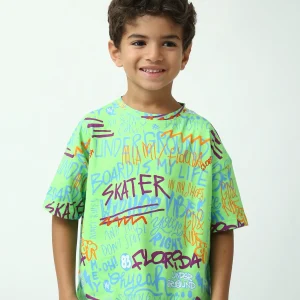 T-shirt garçon imprimé graffiti Skater, manches courtes, coupe oversize - TSH24SARO75265MB1