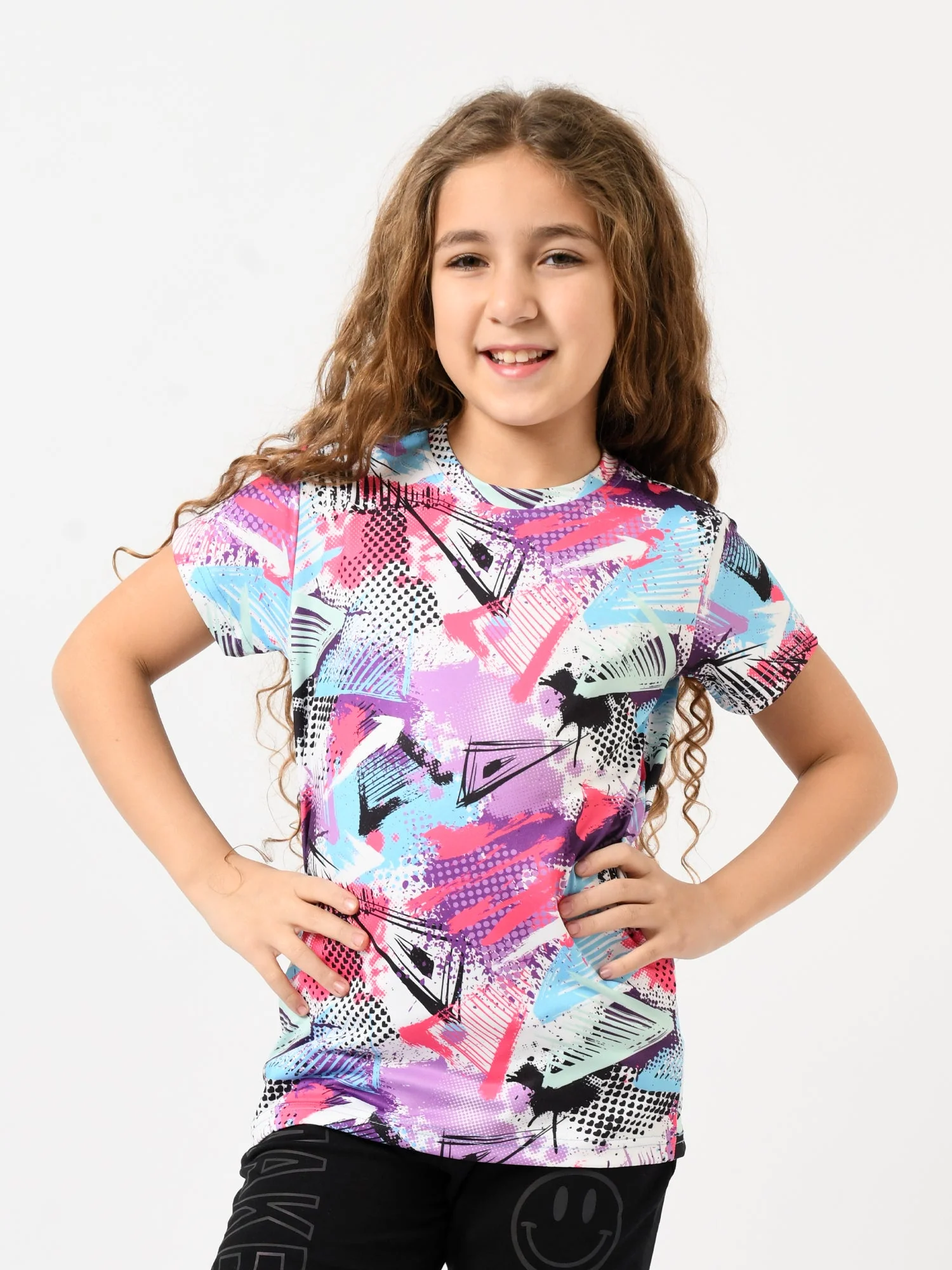 T-shirt fille à manches courtes, imprimé abstrait graphique – TSH24SARR71083MG1 – Image 5