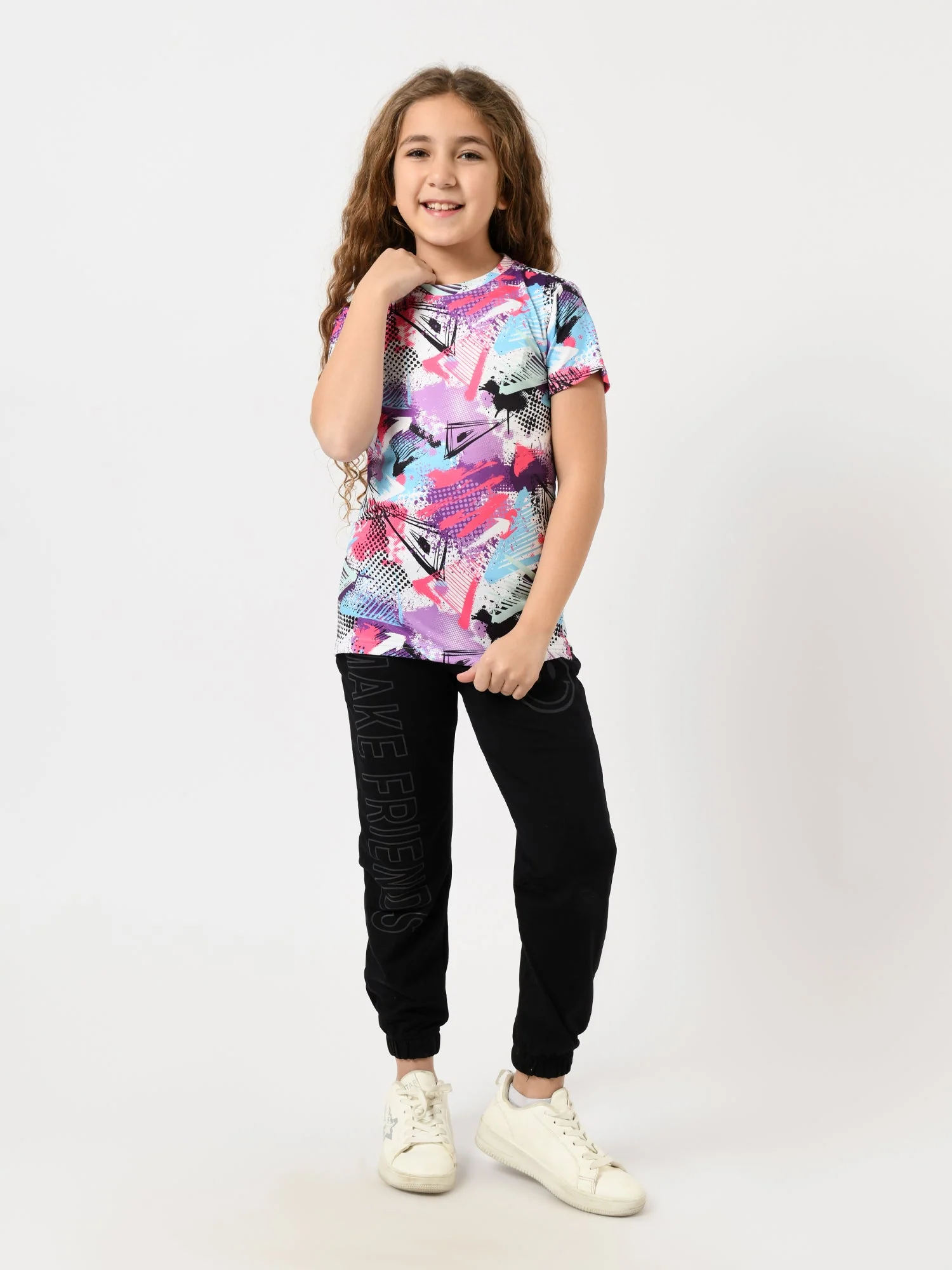 T-shirt fille à manches courtes, imprimé abstrait graphique – TSH24SARR71083MG1 – Image 6
