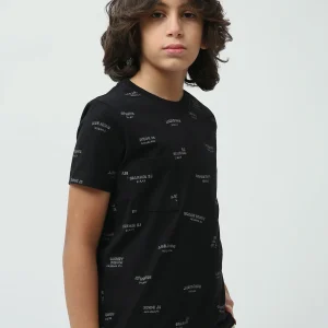 T-shirt Enfant Noir à Imprimé Textuel -TSH24SARS32587TB1