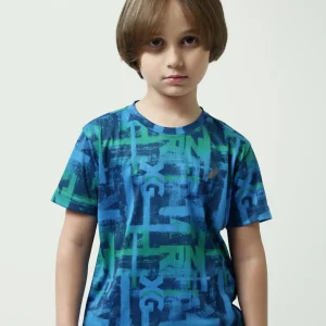 T-shirt garçon bleu imprimé all-over style street – manches courtes été - TSH24SARS75661MB1