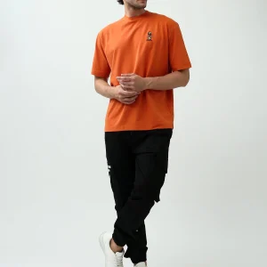 T-shirt pour homme orange avec petite impression - TSH24SPRO20080TM1