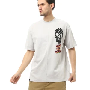 T-shirt Homme à Imprimé Crâne - Message Audacieux "Leave This World" - TSH24SPRO20096TM1