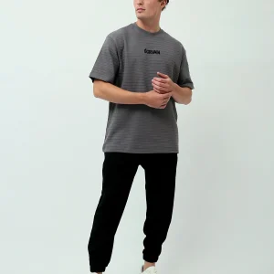 T-shirt Homme Ample à Rayures – Élégance Simple et Confort Moderne - TSH24SPRO20114TM1