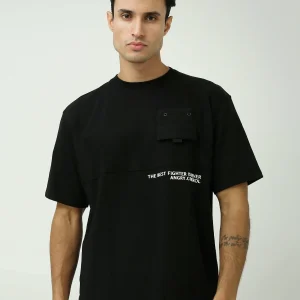 T-shirt Oversized pour homme "The Best Fighter" – Design avec poche et message inspirant - TSH24SPRO20180TM1