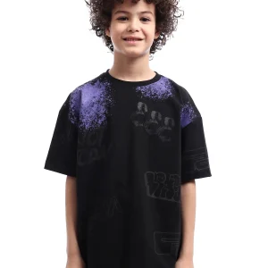 T-shirt oversize garçon – Imprimé graffiti avec effets de couleur - TSH24SPRO20933TJ1