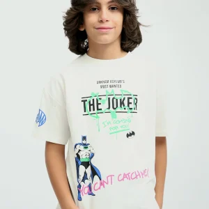 T-shirt Garçon Blanc "Batman vs Joker" – Design Dynamique et Fun - TSH24SPRO32666TB1