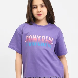 T-shirt fille POWERFUL violet et vert - SH24SPRO70892MR1