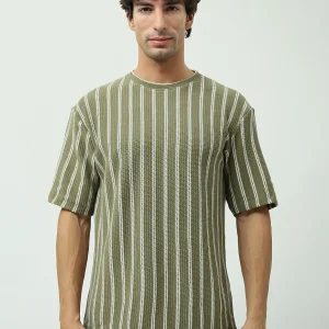 T-shirt Homme Relaxed Fit – Style Décontracté à Rayures – TSH24SPRR20148TM1