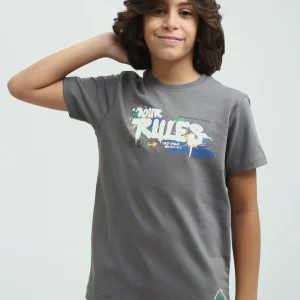 T-shirt Enfant avec Imprimé "OUR RULES" – Style Moderne et Confortable - TSH24SPRS32626TB1