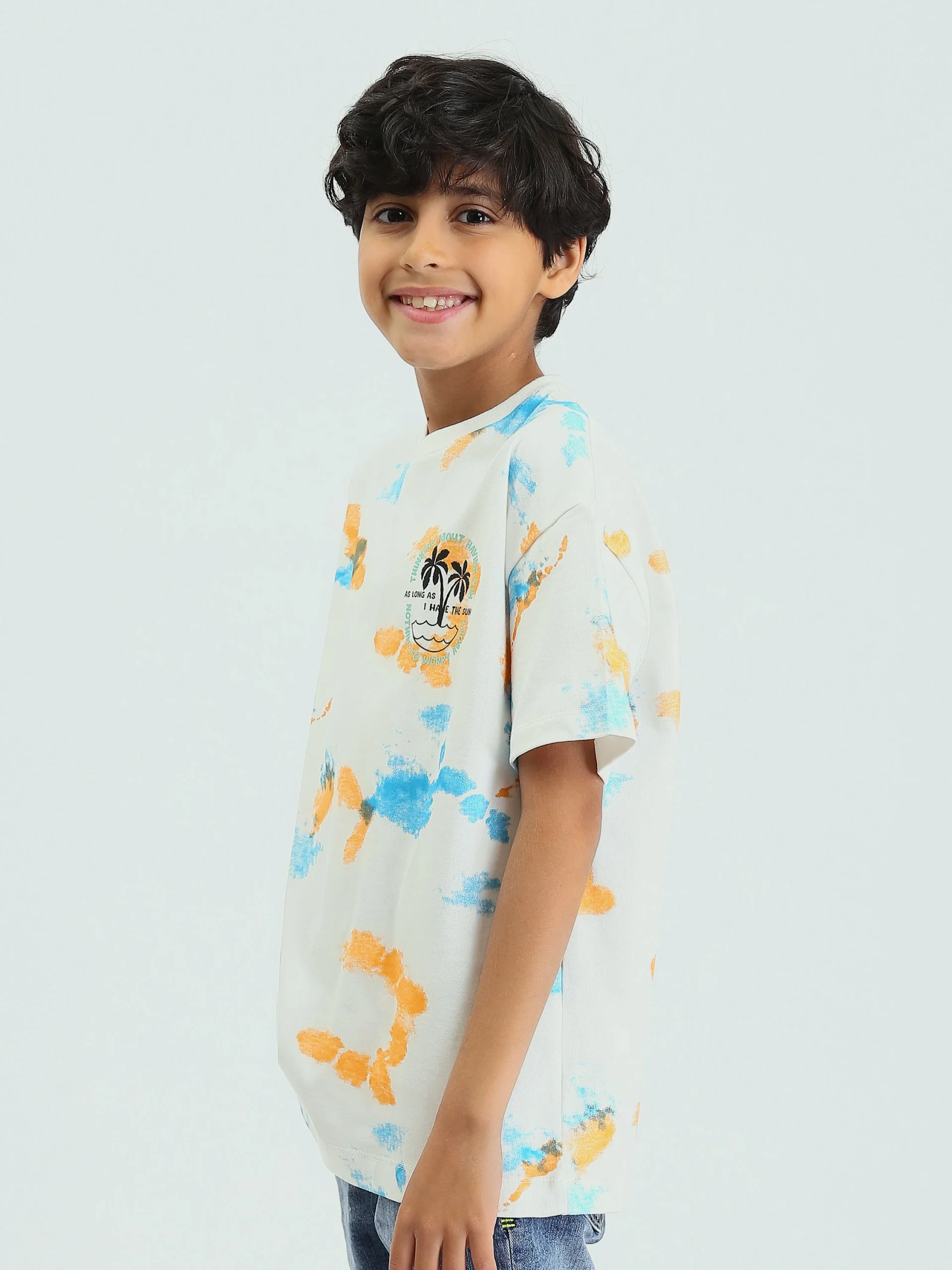 T-shirt enfant garçon d’été à imprimé artistique et palmiers – TSH25SARO32680TB1 – Image 3