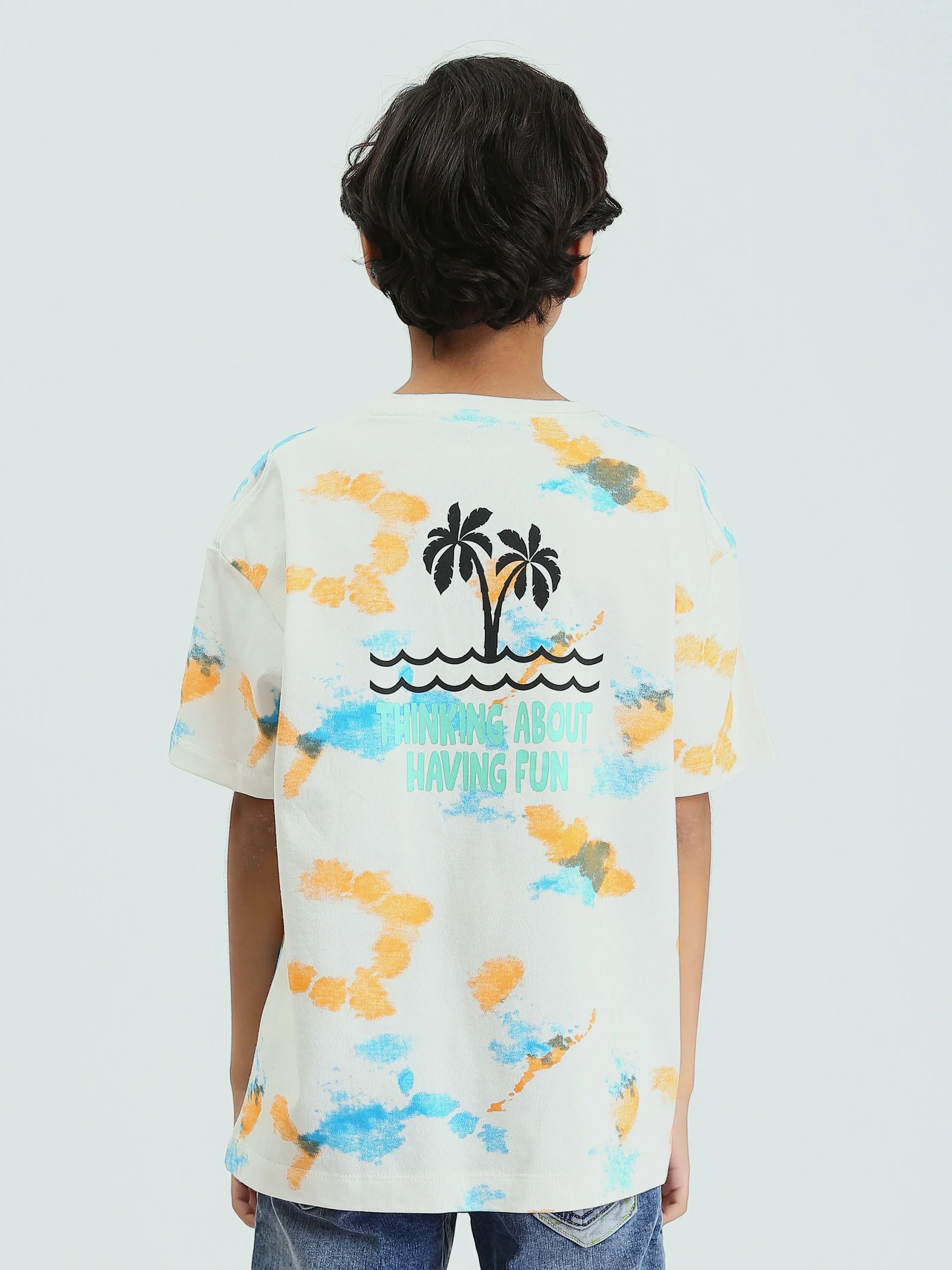 T-shirt enfant garçon d’été à imprimé artistique et palmiers – TSH25SARO32680TB1 – Image 4