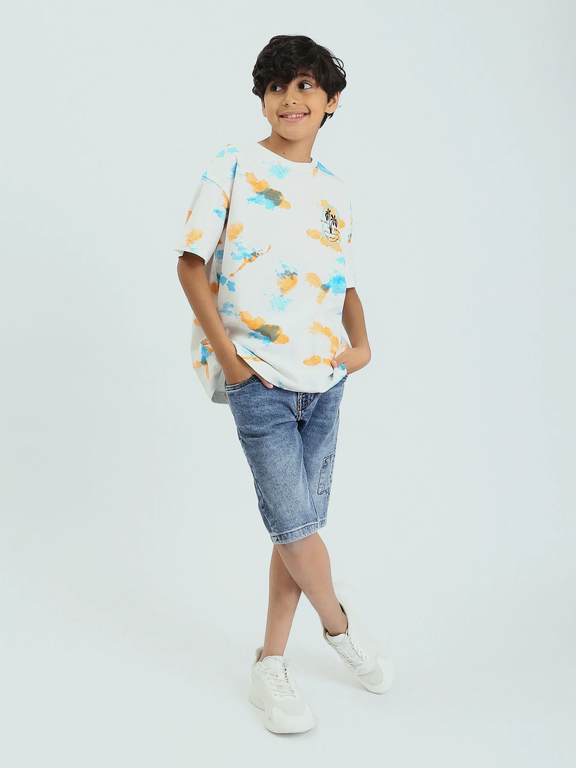 T-shirt enfant garçon d’été à imprimé artistique et palmiers – TSH25SARO32680TB1 – Image 6