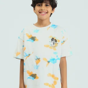 T-shirt enfant garçon d’été à imprimé artistique et palmiers – TSH25SARO32680TB1