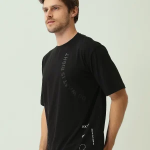 T-shirt Homme Oversized Fit – Imprimé ‘DO WHAT IS RIGHT’ en Noir – TSH25SPRO20392TM1