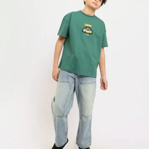 T-shirt Garçon Vert "Start" – Style Décontracté avec Broderie Voiture - TSH25SPRO20445TB1