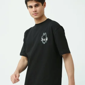 T-shirt Homme Oversized Fit – Imprimé ‘Deny the Truth’ en Noir – TSH25SPRO20487TM1