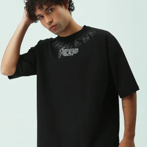 T-shirt Homme Noir Oversized Imprimé Fearless – Style Streetwear - TSH25SPRO20524TM1