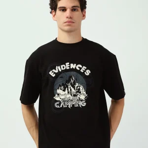 T-shirt Noir Homme avec Imprimé Montagne - TSH25SPRO20543TM1