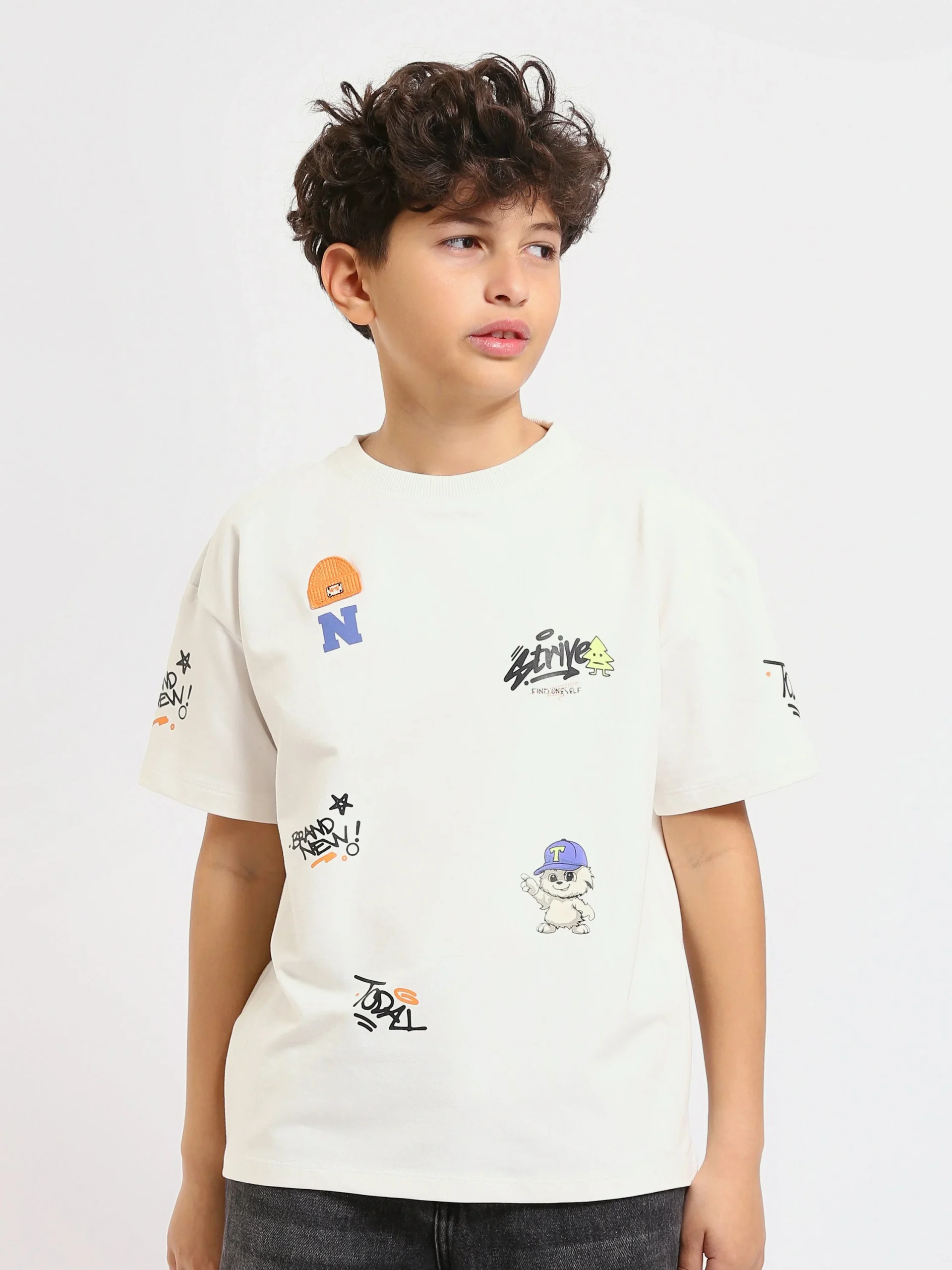 T-shirt enfant avec imprimés colorés et slogans - TSH25SPRO32679TB1