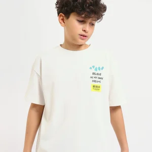 T-shirt Garçon Off-White "Believe in My Own Dreams" – Design Coloré et Inspirant - TSH25SPRO32696TB1