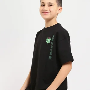 T-shirt Noir Garçon avec Imprimé KAMUI - Style Urbain et Tendance - TSH25SPRO32714TB1