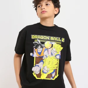 T-shirt enfant garçon noir à manches courtes avec imprimé Dragon Ball Z – TSH25SPRO32727TB1