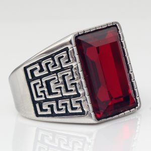 Bague acier inoxydable avec pierre