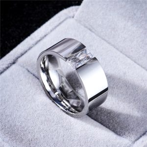Bague acier inoxydable pierre