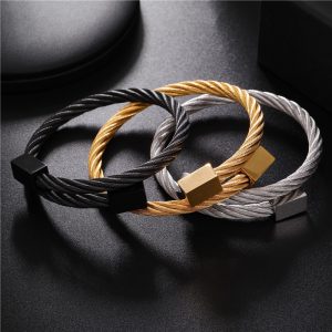Bracelet câble acier homme