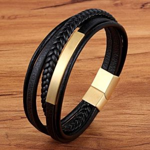 Bracelet cuir noir homme