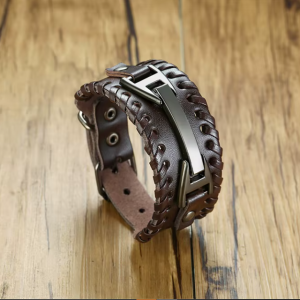 Bracelet de force cuir homme marron
