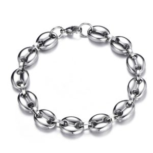 Bracelet grain de café argent homme