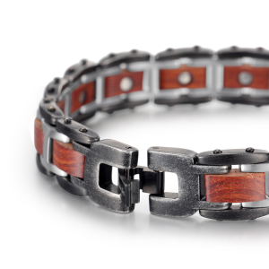 Bracelet homme acier et bois
